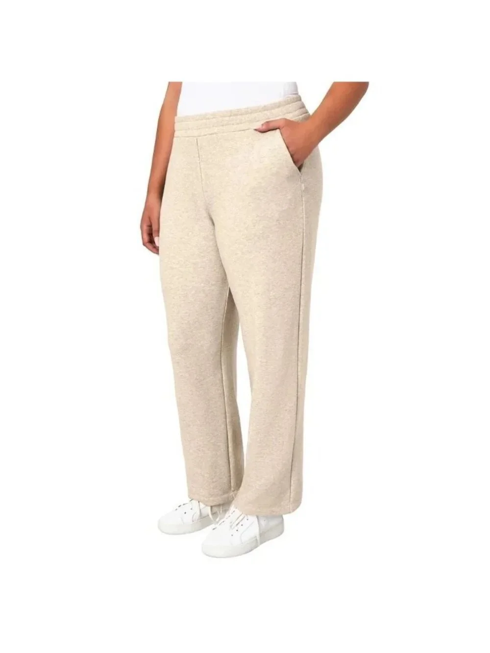 NWT Mondetta Women's L Beige Fleece Lined Pants Straight Leg  C0632